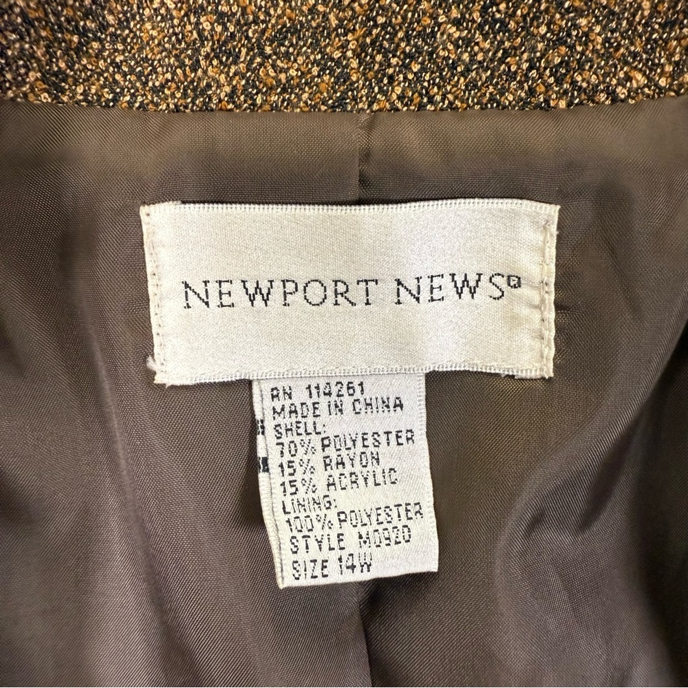 Vintage art blazer floral bird embroidered jacket NEWPORT NEWS 14w brown long - Picture 8 of 15